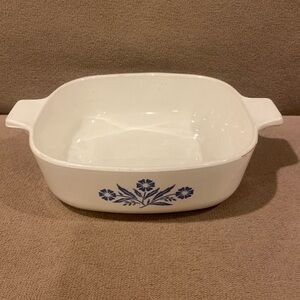 Corningware blue flower 1quart baking dish no cracks good condition no lid